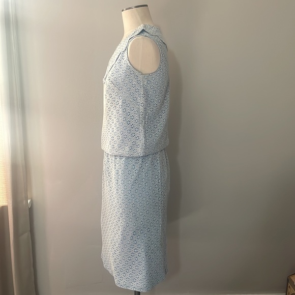 Vintage 1960s Light Blue & White Floral Lace Overlay Scalloped Tank Top & Skirt - Picture 3 of 16